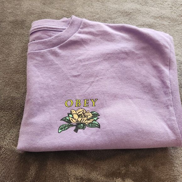 Obey Men's T-Shirt Peach Flower Size M 100% Cotton - Picture 6 of 6